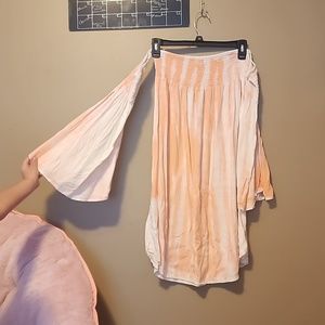 Strapless princess sleeve pink dress